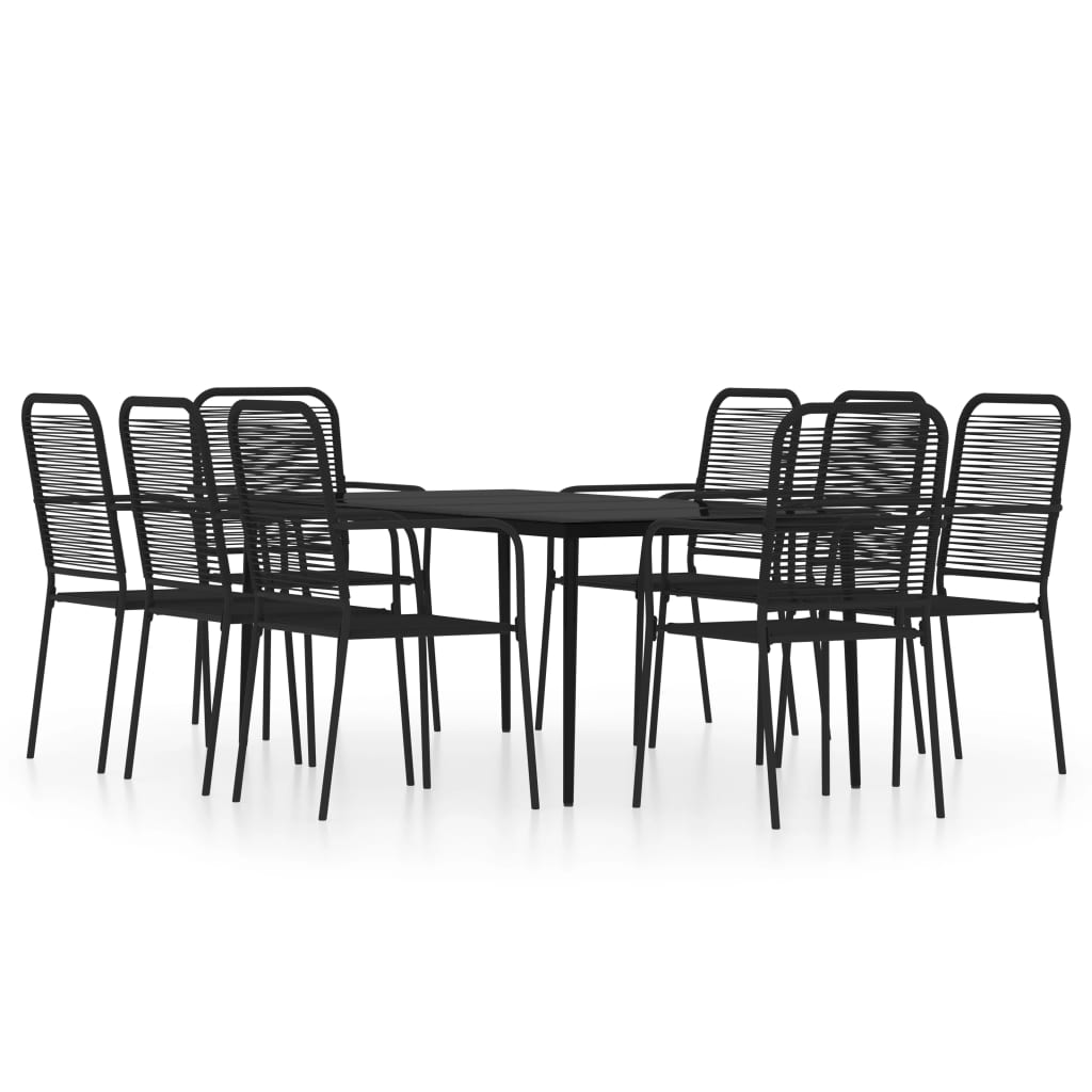 vidaXL 9 Piece Garden Dining Set Black