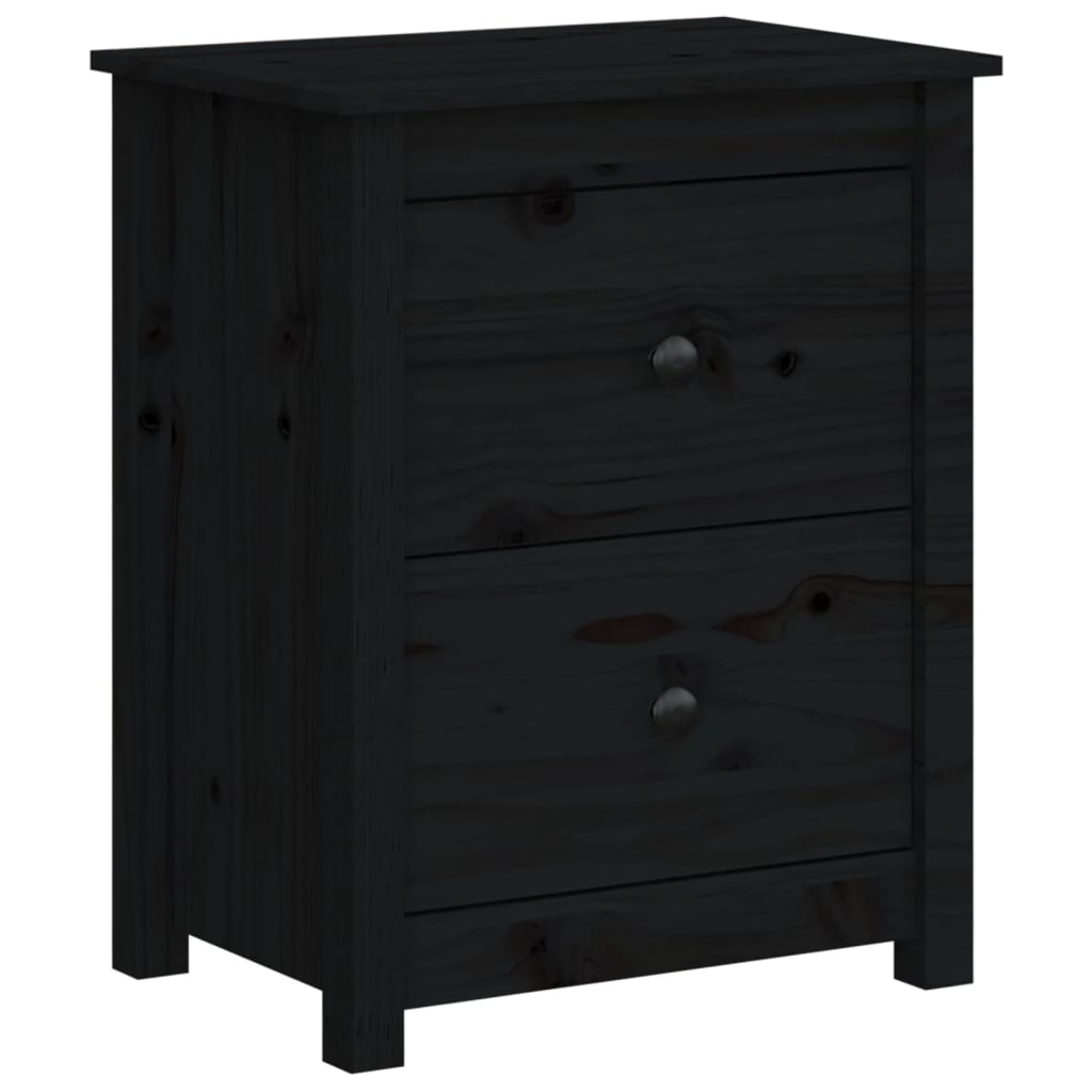 vidaXL Bedside Cabinets 2 pcs Black 50x35x61.5 cm Solid Wood Pine