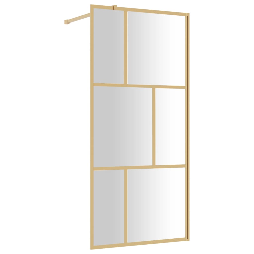 vidaXL Walk-in Shower Wall with Clear ESG Glass Gold 80x195 cm