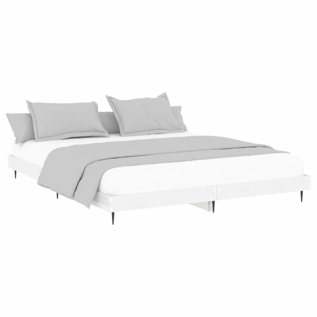 vidaXL Bed Frame without Mattress High Gloss White 140x200 cm