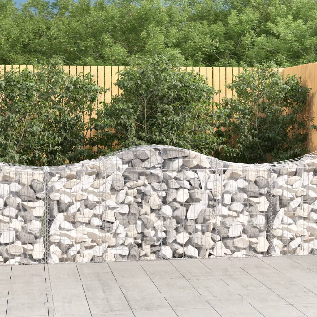 vidaXL Arched Gabion Baskets 25 pcs 200x50x80/100 cm Galvanised Iron