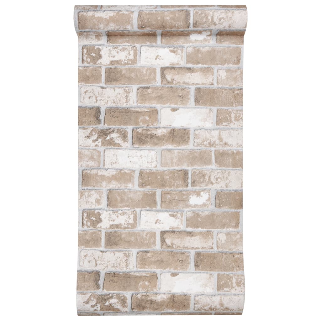 vidaXL Wallpaper 3D Brick Pattern Brown 10x0.53 m Non-woven