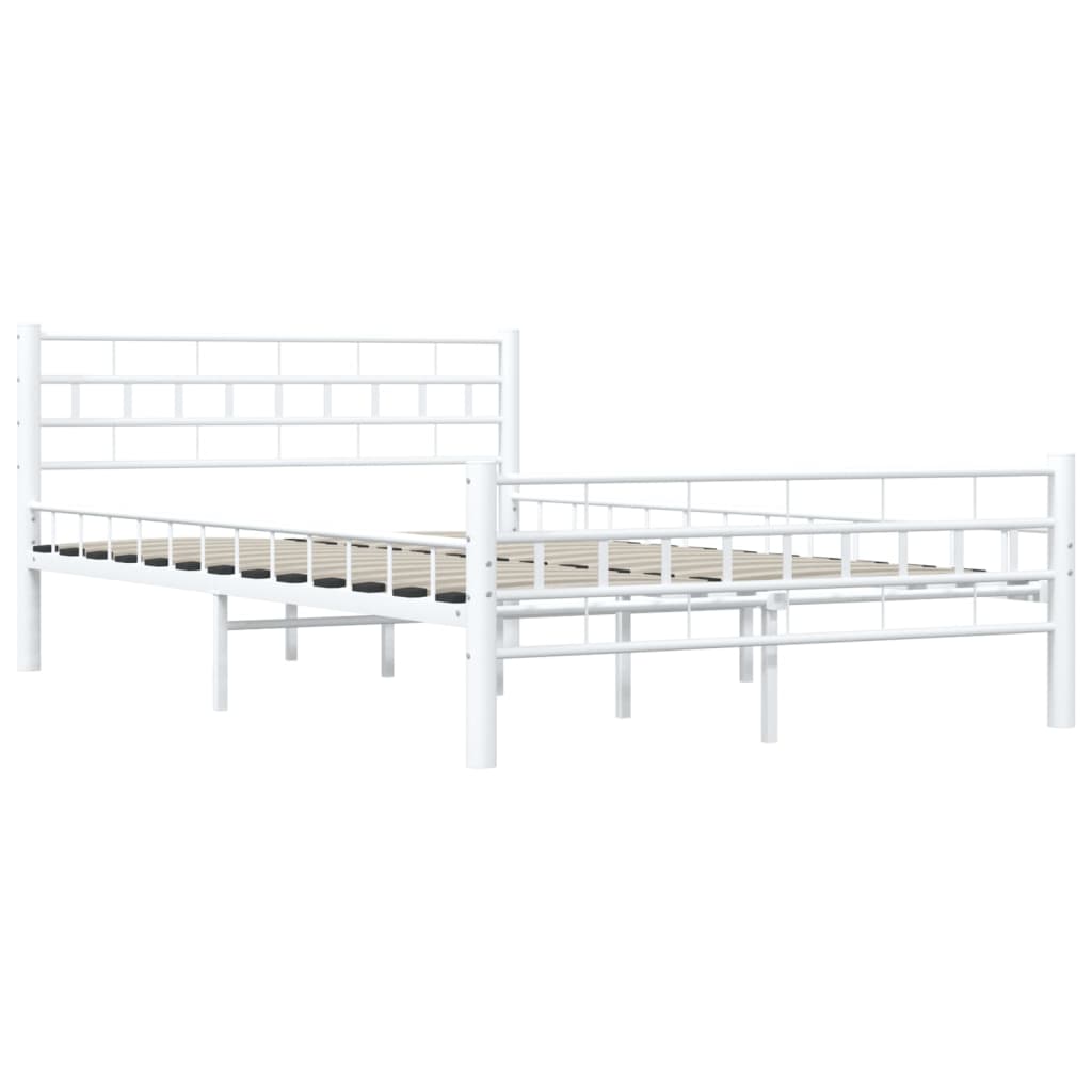 vidaXL Bed Frame White Metal 140x200 cm