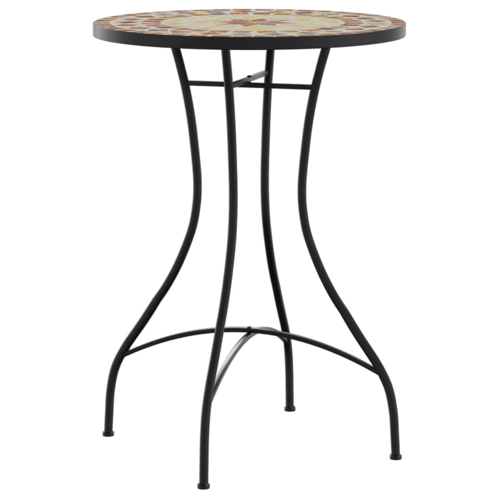 vidaXL Mosaic Bistro Table Terracotta and White Ø50x70 cm Ceramic