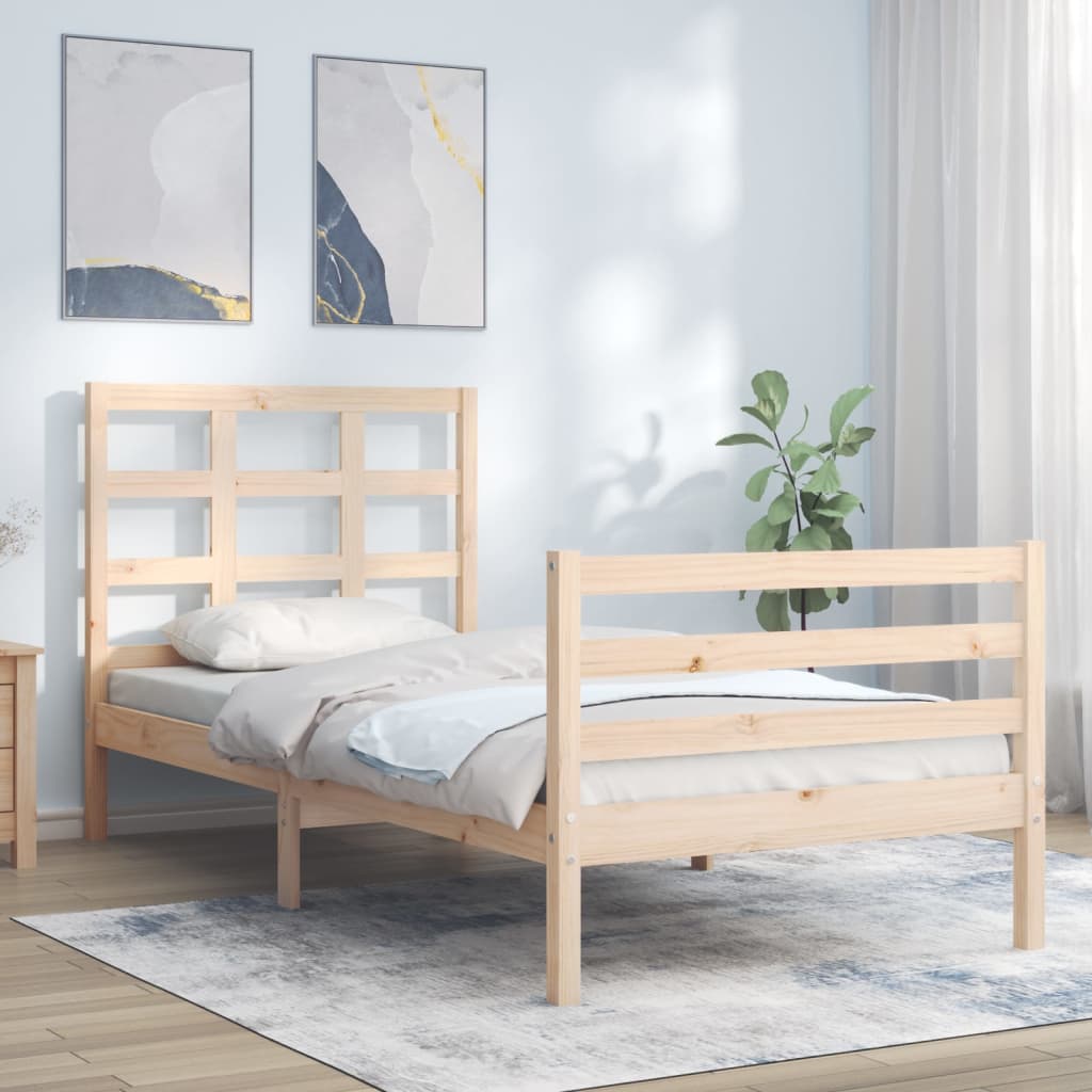 vidaXL Bed Frame without Mattress Small Single Solid Wood