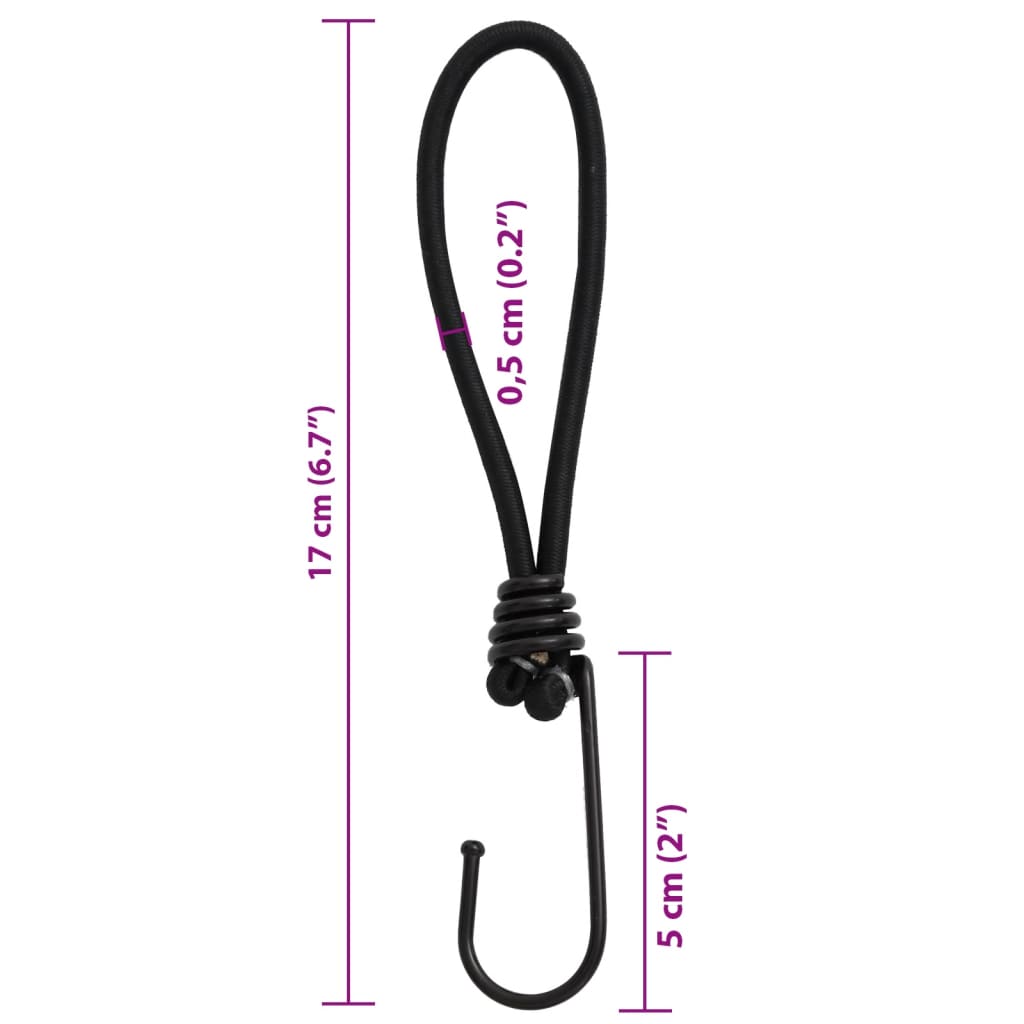 vidaXL Bungee Cord with Hooks 25 pcs 17 cm