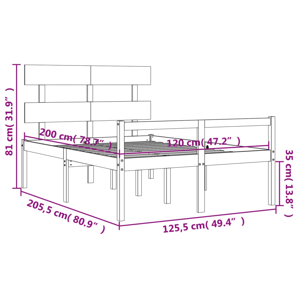 vidaXL Senior Bed without Mattress 120x200 cm Solid Wood