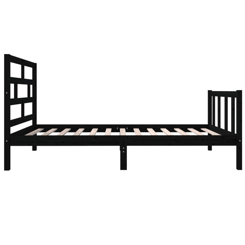 vidaXL Bed Frame without Mattress Black Solid Wood 100x200 cm (810076+814183)