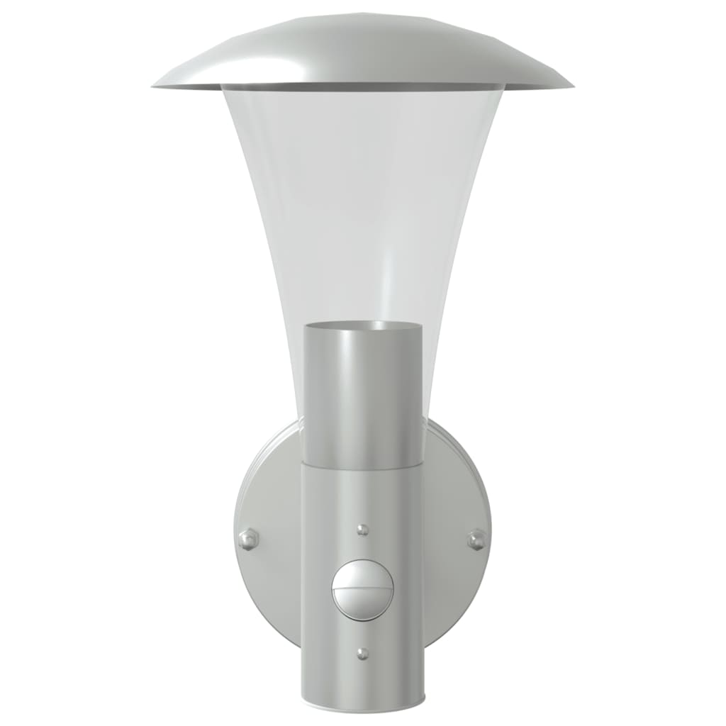 vidaXL Outdoor Wall Light with Sensor Silver Stainless Steel