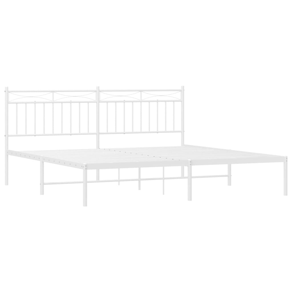 vidaXL Metal Bed Frame without Mattress with Headboard White 183x213 cm