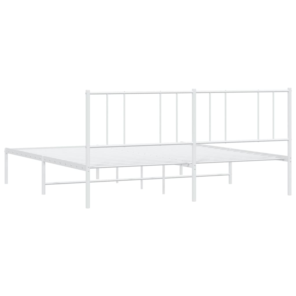 vidaXL Metal Bed Frame without Mattress with Headboard White 193x203 cm