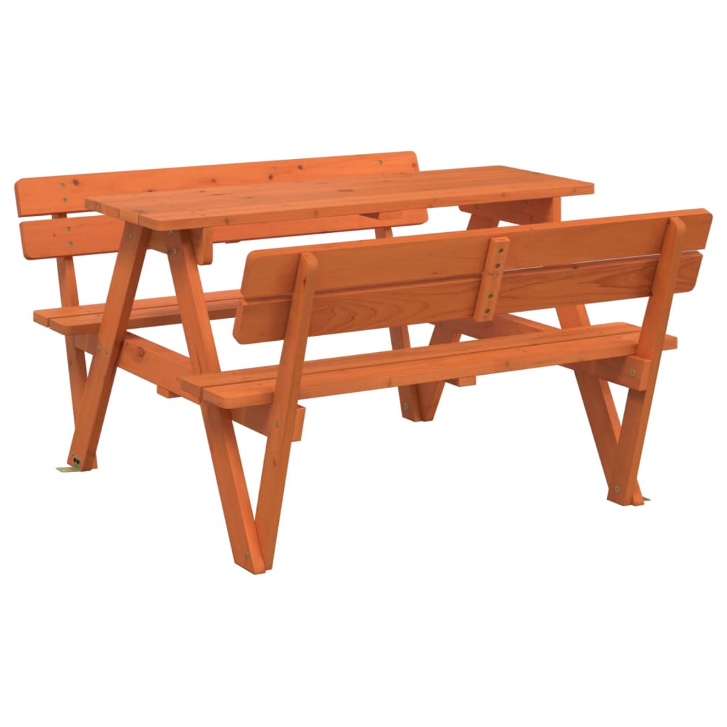 vidaXL Picnic Table for 4 Kids with Umbrella Solid Wood Fir