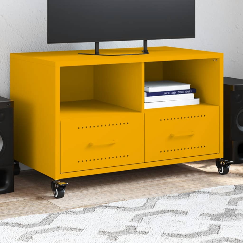 vidaXL TV Cabinet Mustard Yellow 68x39x43.5 cm Steel