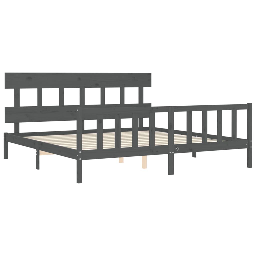 vidaXL Bed Frame without Mattress Grey 200x200 cm Solid Wood Pine