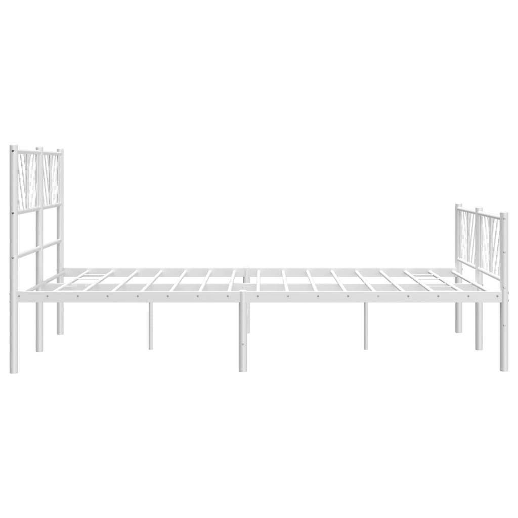 vidaXL Metal Bed Frame without Mattress with Footboard White 120x200 cm