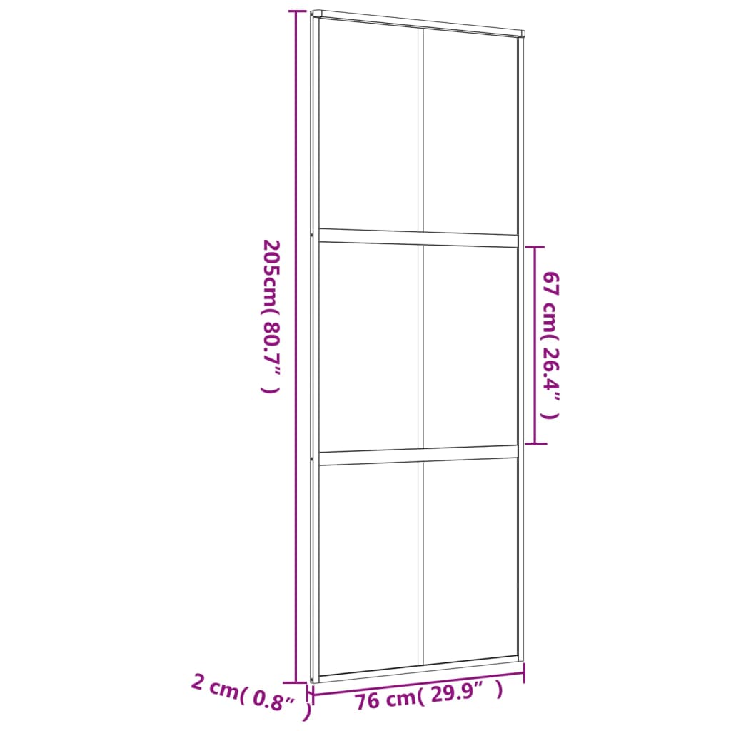 vidaXL Sliding Door Gold 76x205 cm Clear ESG Glass and Aluminium