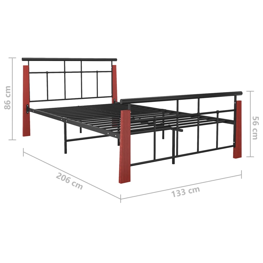 vidaXL Bed Frame without Mattress Metal and Solid Oak Wood 120x200 cm