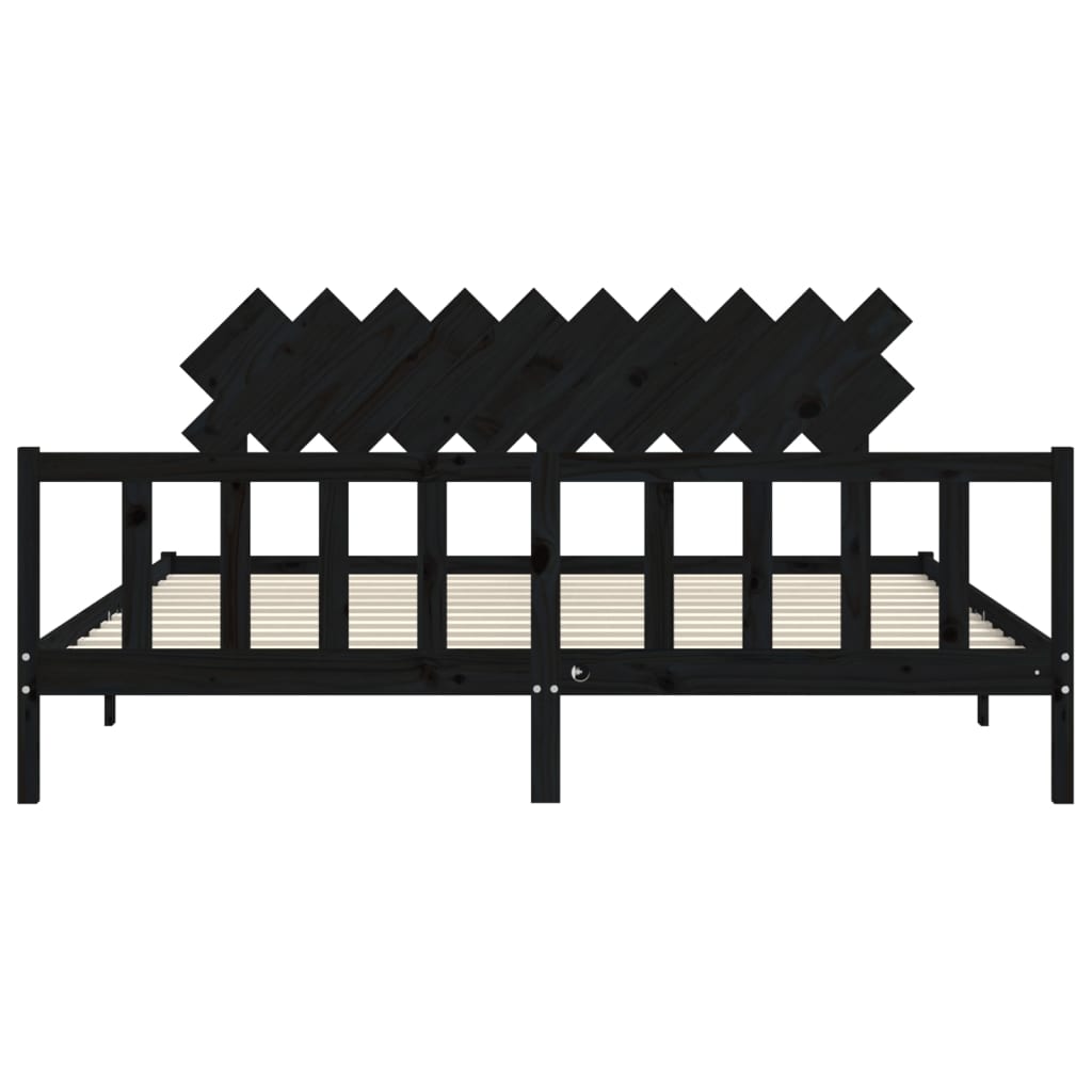 vidaXL Bed Frame without Mattress Black 200x200 cm Solid Wood Pine