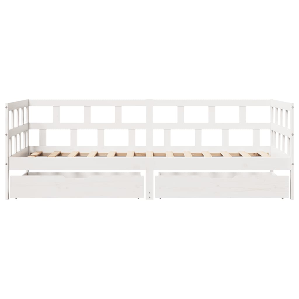 vidaXL Daybed with Drawers without Mattress White 90x200 cm Solid Wood