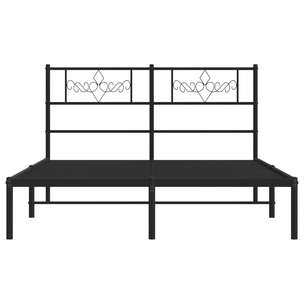 vidaXL Metal Bed Frame without Mattress with Headboard Black 150x200 cm King Size