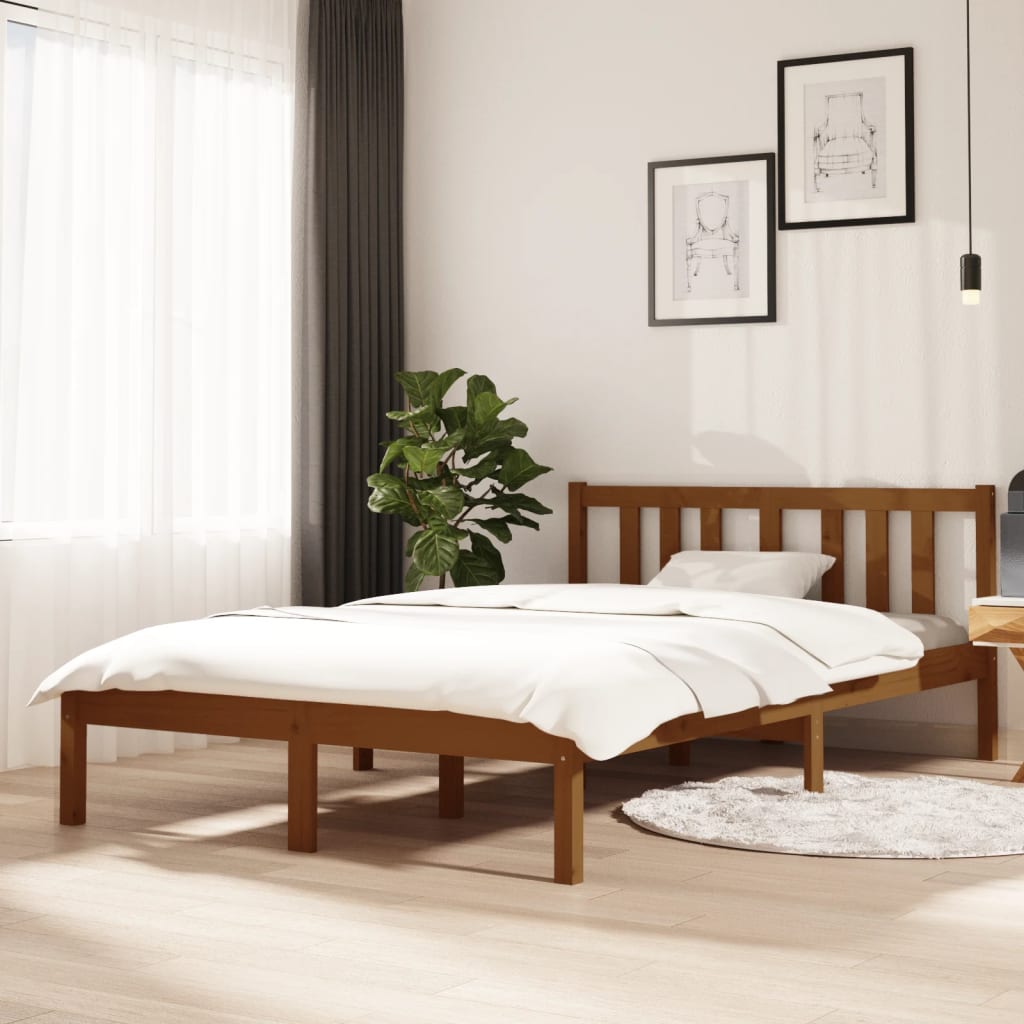 vidaXL Bed Frame without Mattress Honey Brown Solid Wood 120x200 cm