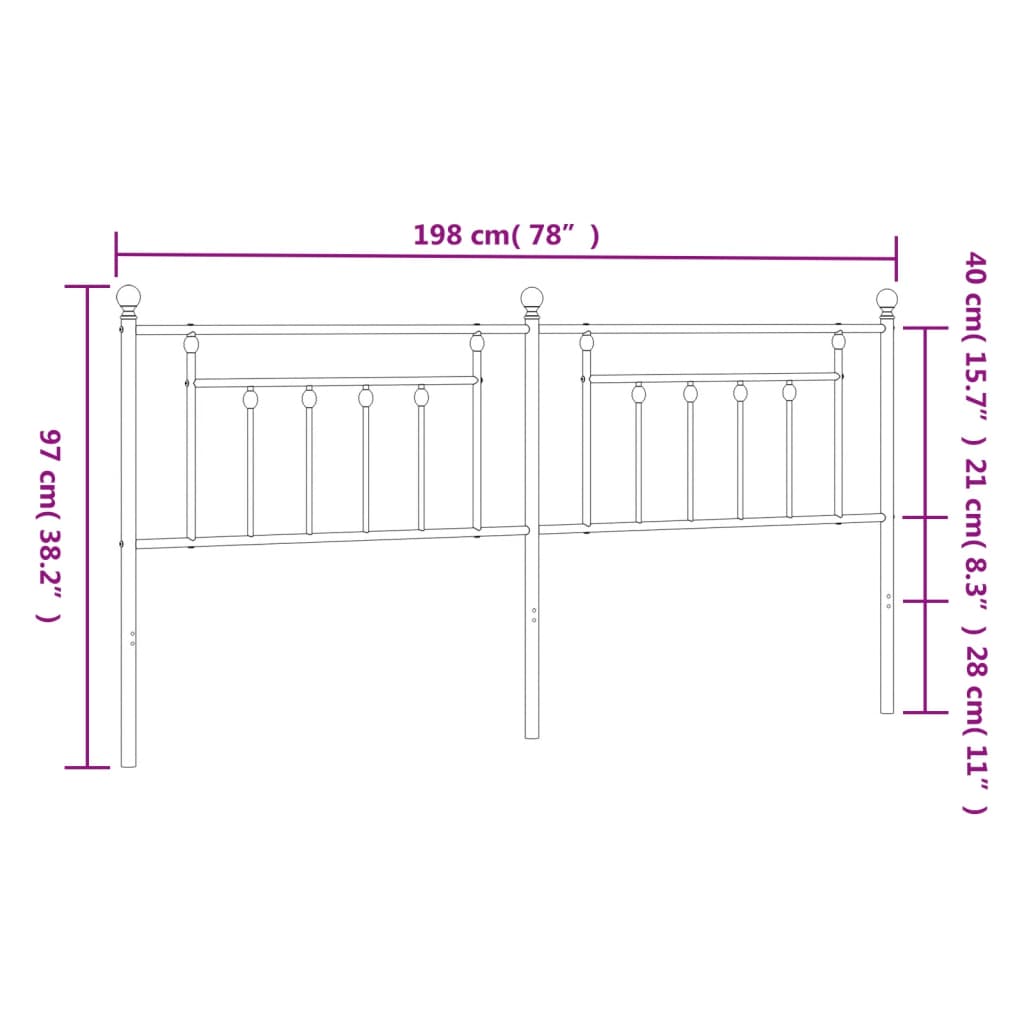 vidaXL Metal Headboard White 193 cm