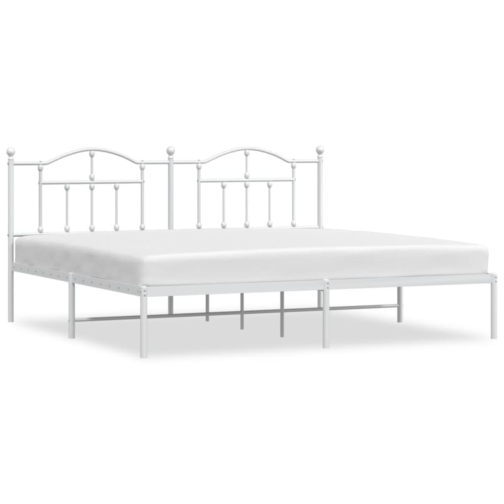 vidaXL Metal Bed Frame without Mattress with Headboard White 193x203 cm