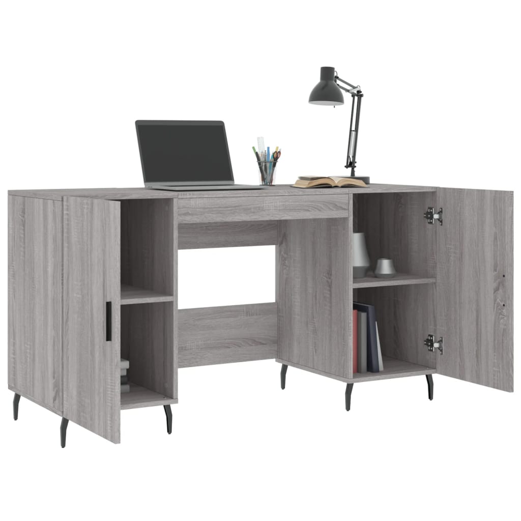 vidaXL Desk Grey Sonoma 140x50x75 cm Engineered Wood