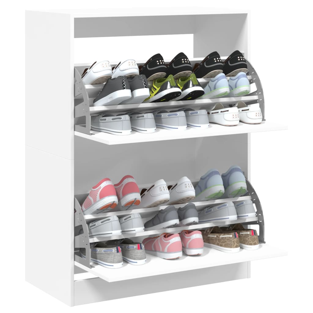 vidaXL Shoe Cabinet with 2 Flip-Drawers White 80x42x108 cm