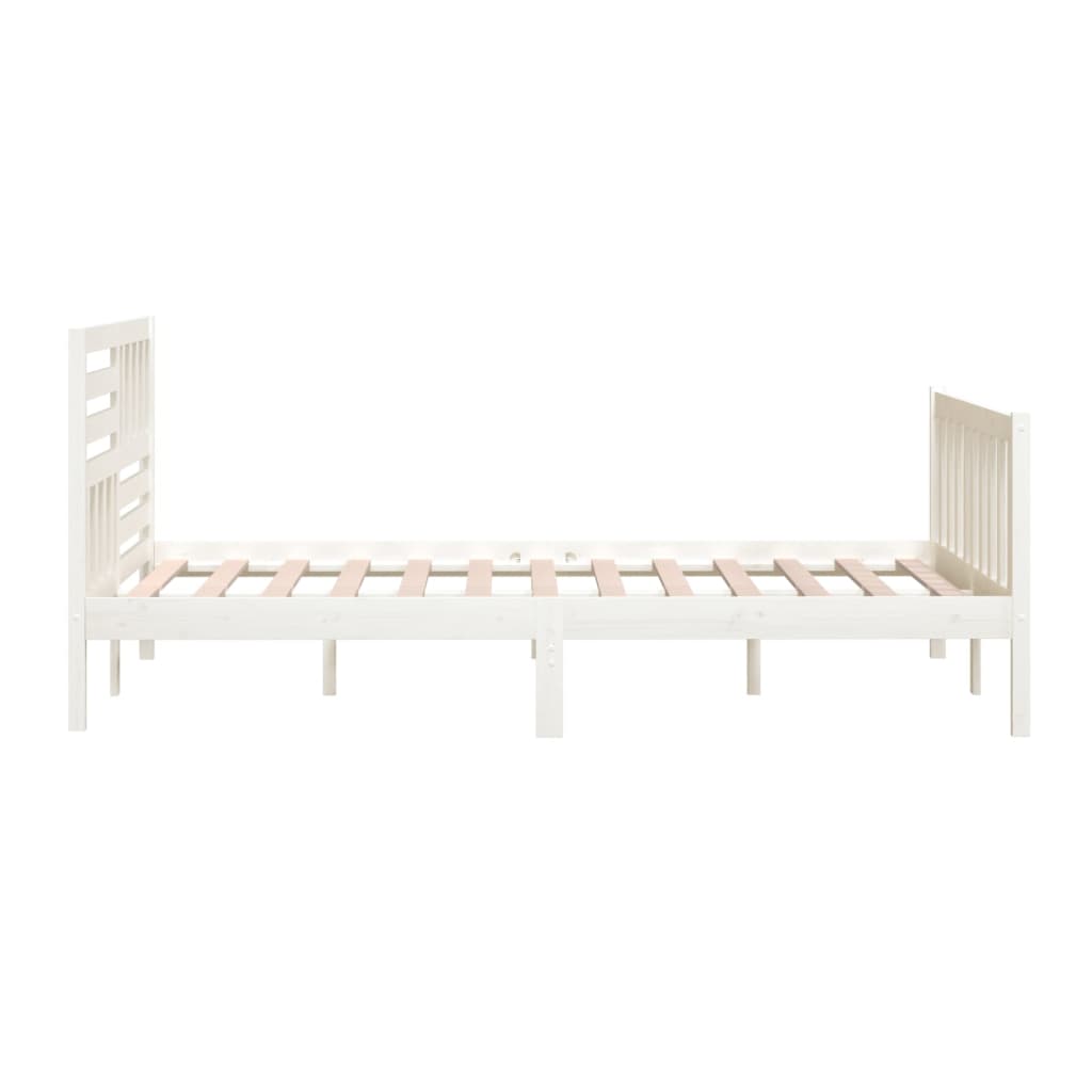 vidaXL Bed Frame without Mattress White Solid Wood 140x200 cm (810083+814145)