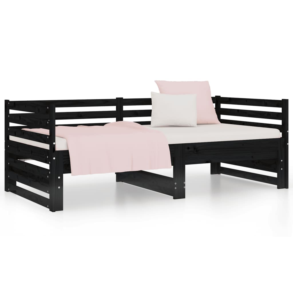 vidaXL Pull-out Day Bed without Mattress Black 2x(90x190) cm