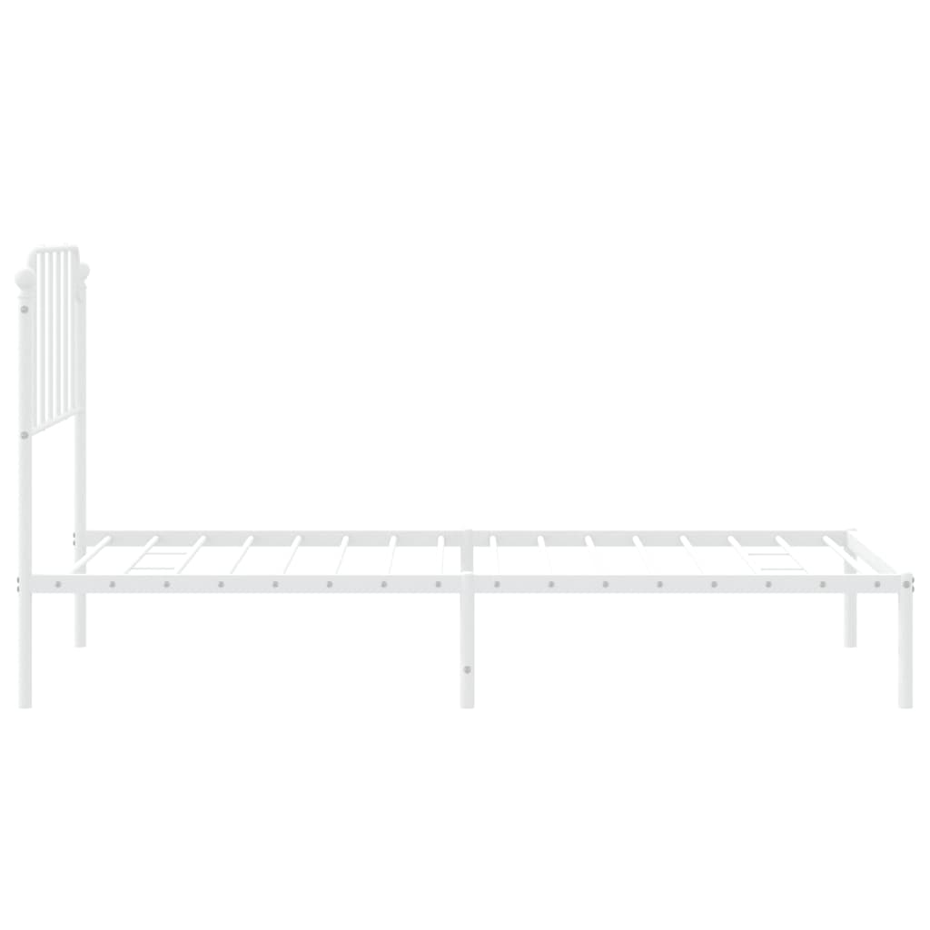 vidaXL Metal Bed Frame without Mattress with Headboard White 90x200 cm