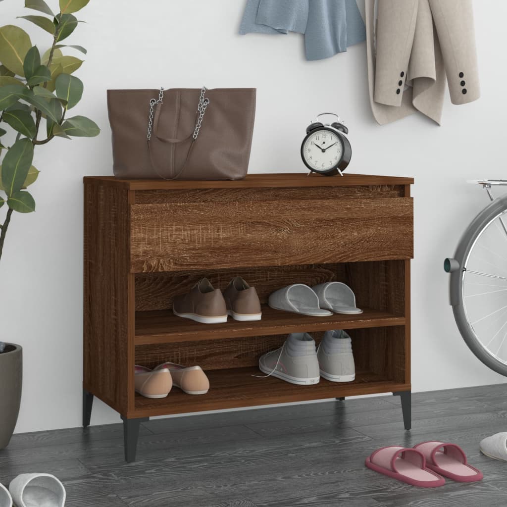 vidaXL Shoe Cabinet Brown Oak 70x36x60 cm Engineered Wood