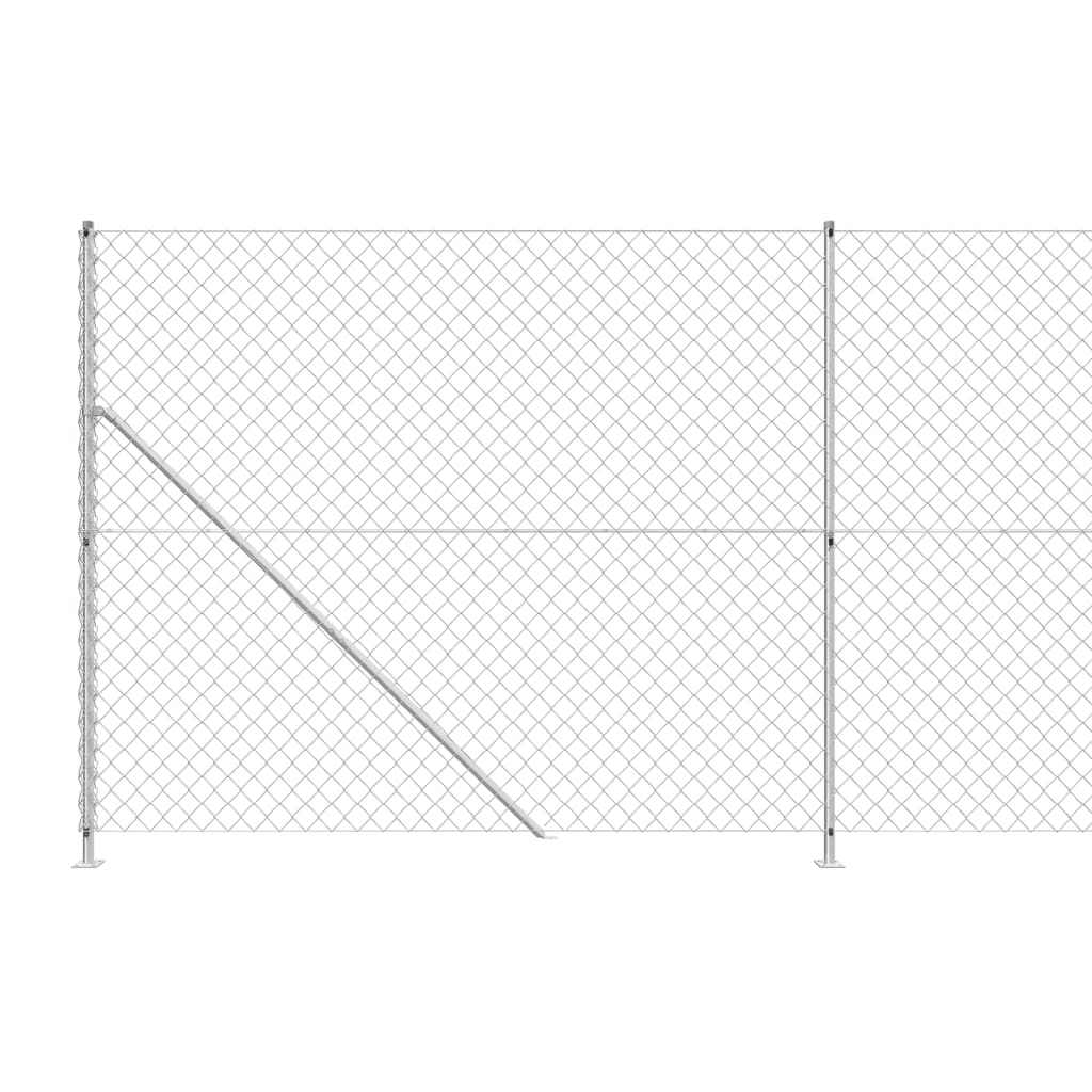 vidaXL Chain Link Fence with Flange Silver 2x25 m