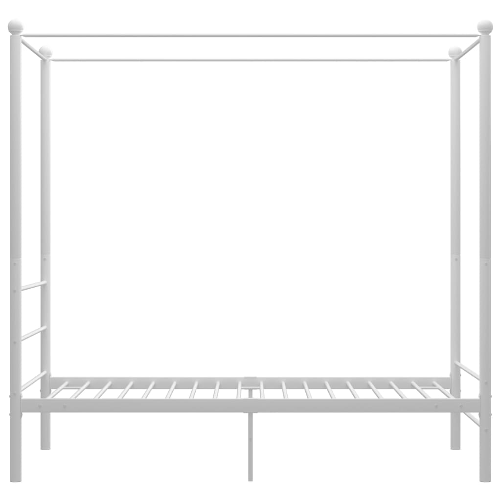 vidaXL Canopy Bed Frame without Mattress White Metal 100x200 cm