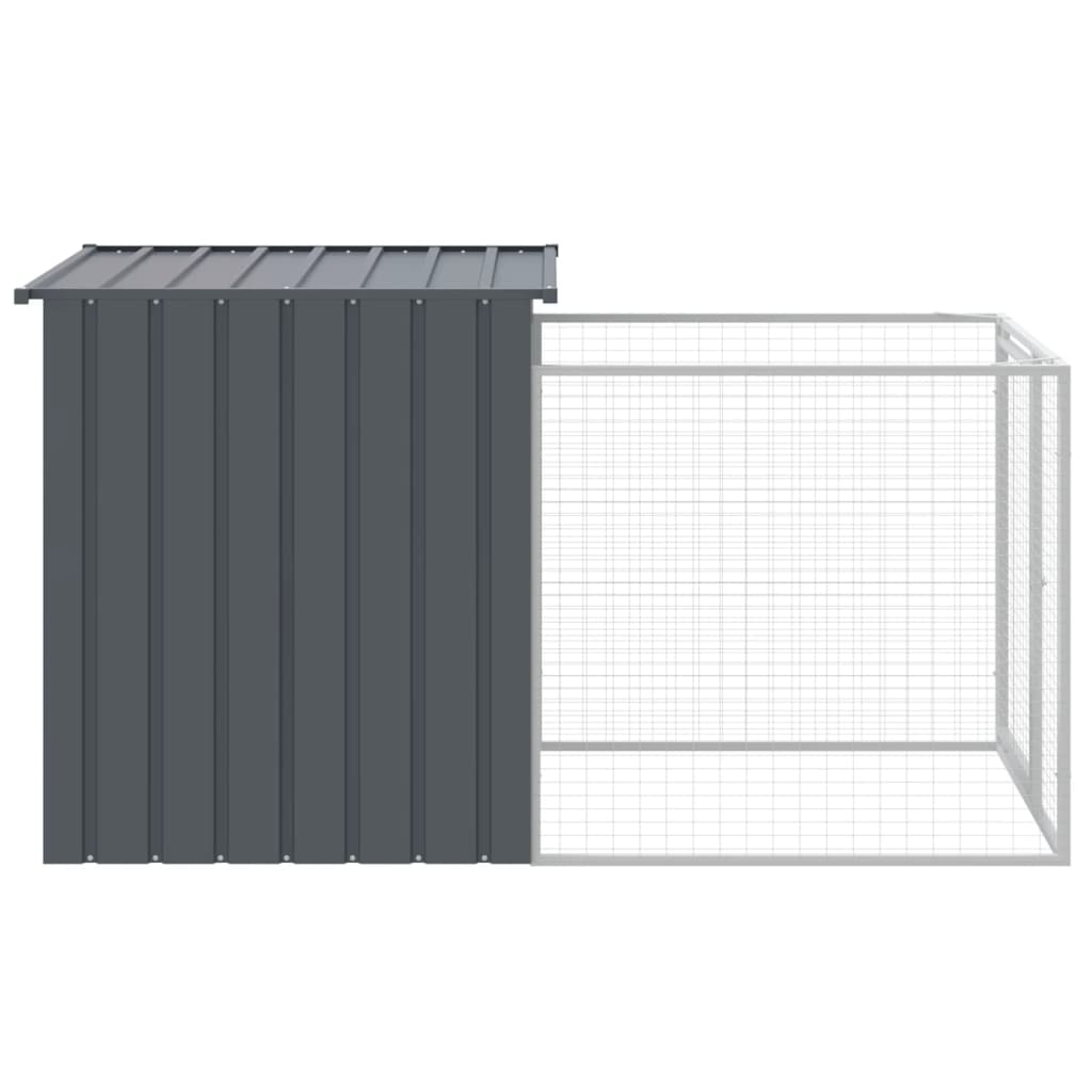 vidaXL Dog House with Run Anthracite 110x201x110 cm Galvanised Steel