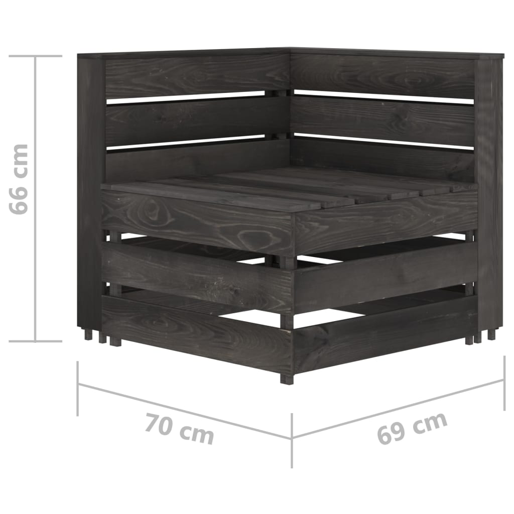 vidaXL 5 Piece Garden Lounge Set Grey Impregnated Pinewood