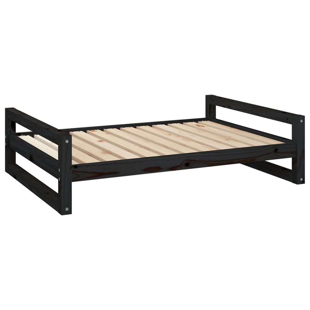 vidaXL Dog Bed Black 105.5x75.5x28 cm Solid Pine Wood