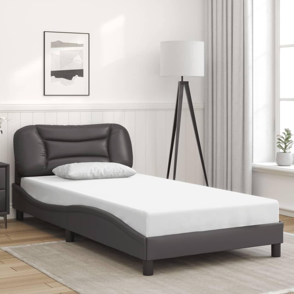 vidaXL Bed Frame with LED without Mattress Grey 100x200 cm