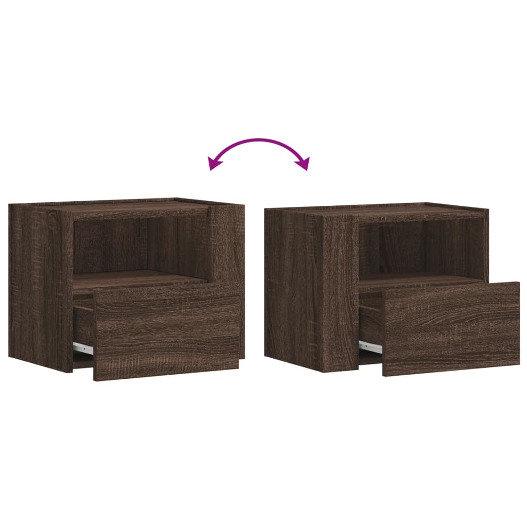 vidaXL Wall-mounted Bedside Cabinet Brown Oak 45x30x35 cm