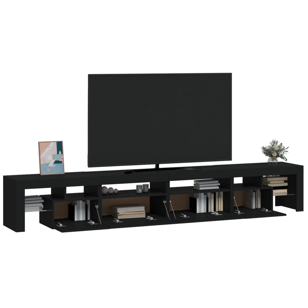 vidaXL TV Cabinet with LED Lights Black 260x36.5x40 cm