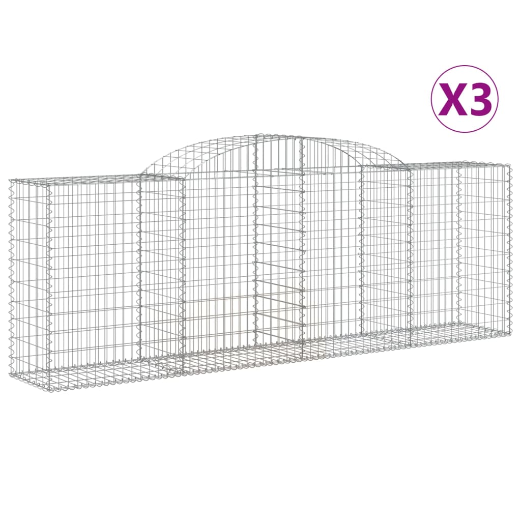 vidaXL Arched Gabion Baskets 3 pcs 300x50x100/120 cm Galvanised Iron