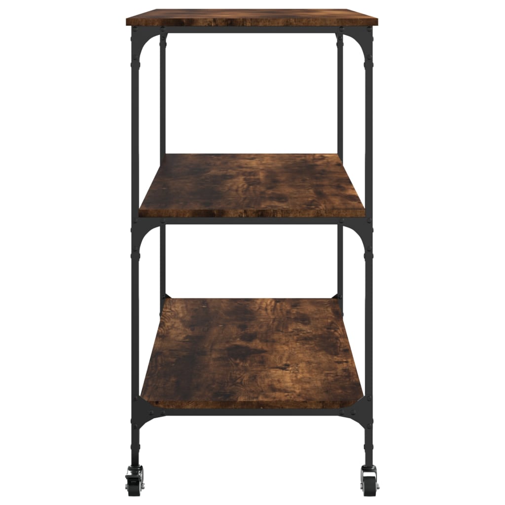 vidaXL Kitchen Trolley Smoked Oak 102x50x95 cm Engineered Wood