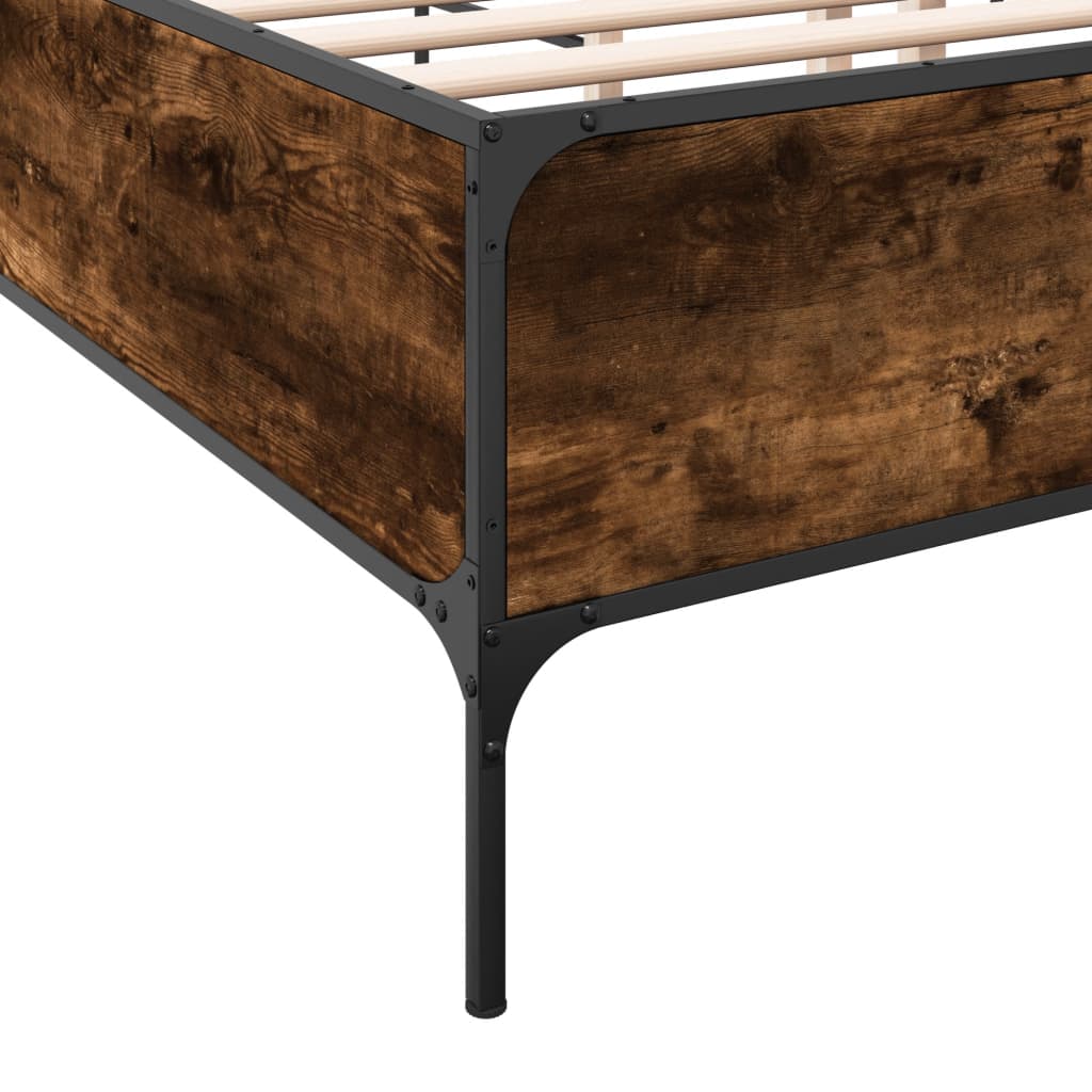 vidaXL Bed Frame without Mattress Smoked Oak 120x200 cm