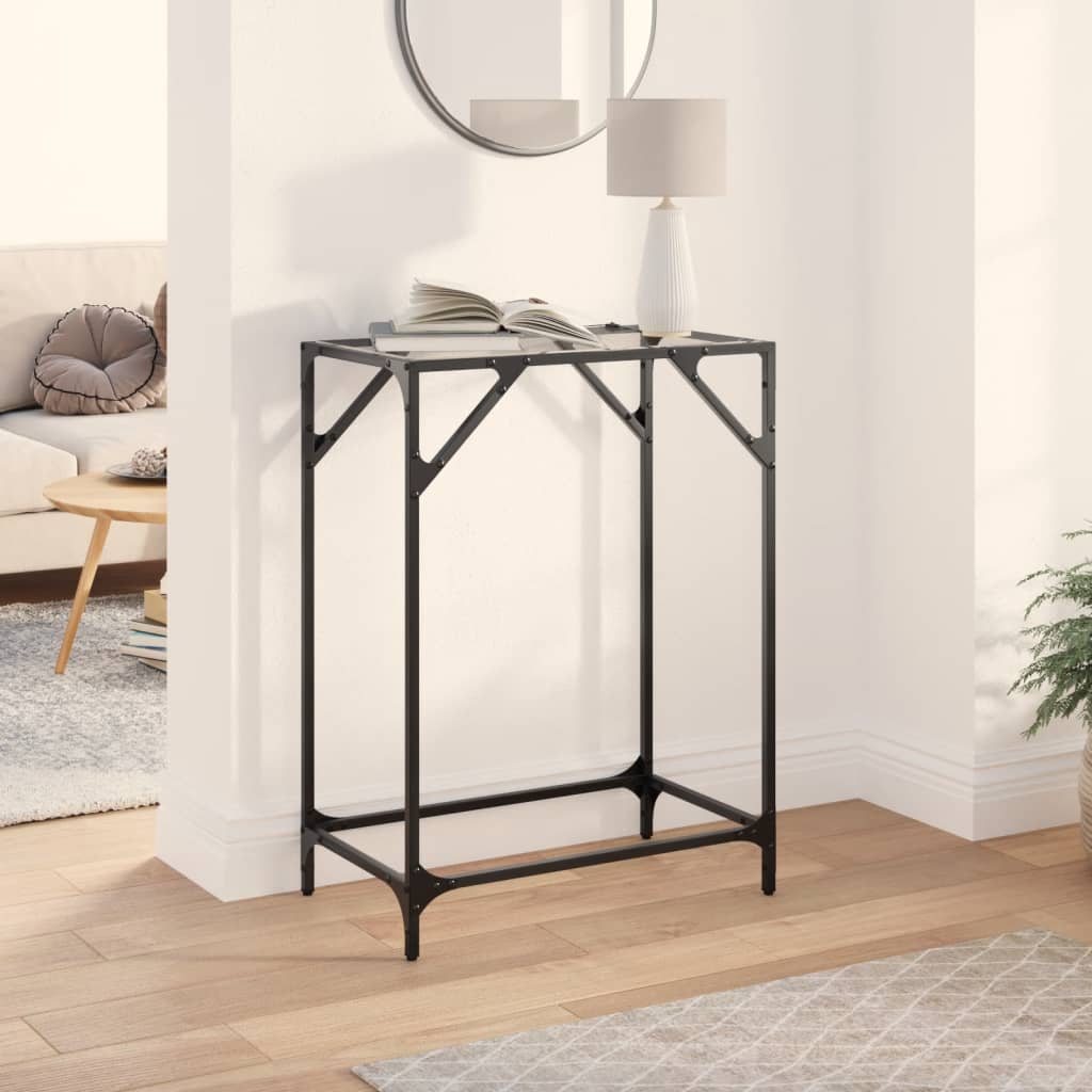 vidaXL Console Table with Transparent Glass Top 60x35x81 cm Steel