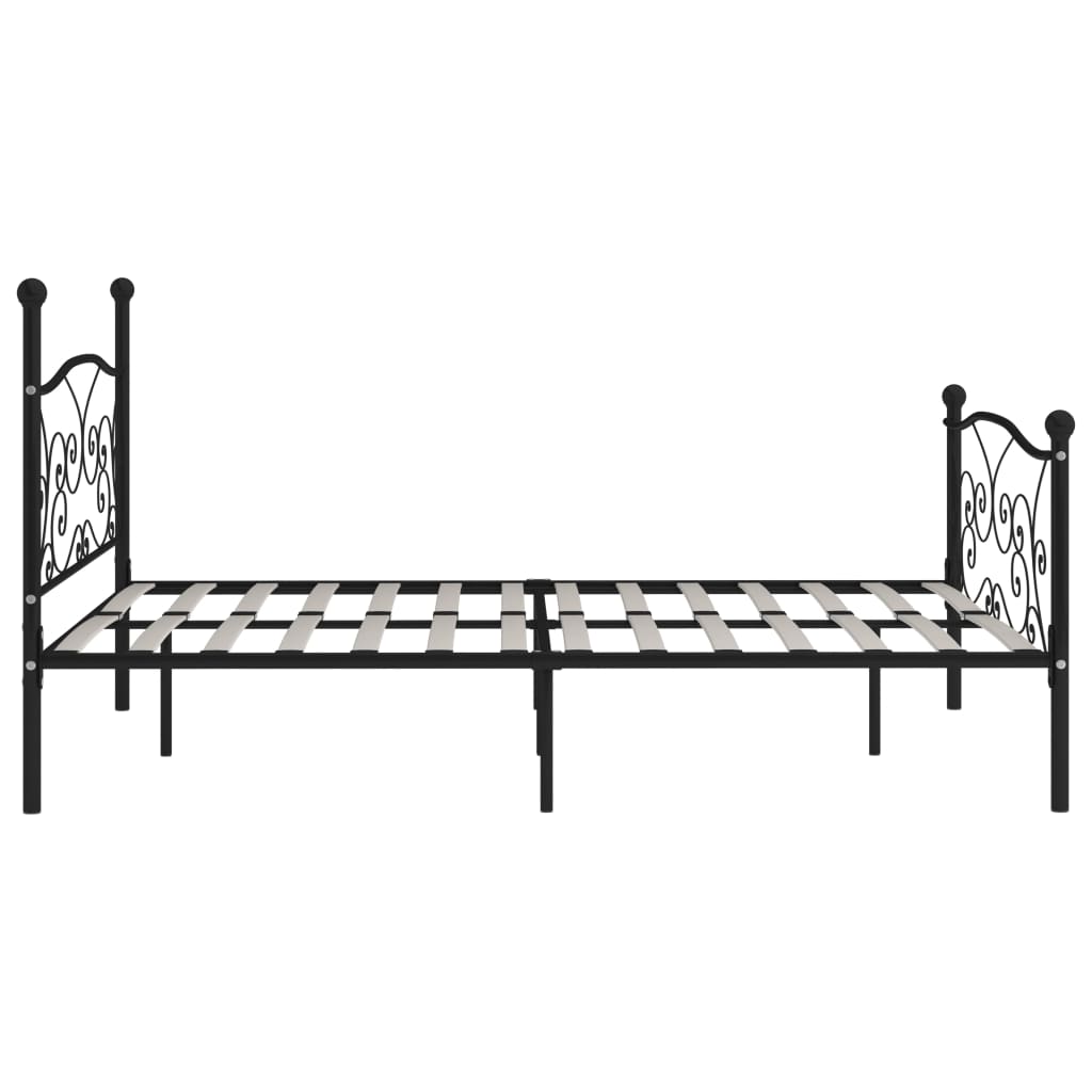 vidaXL Bed Frame without Mattress with Slatted Base Black Metal 200x200 cm