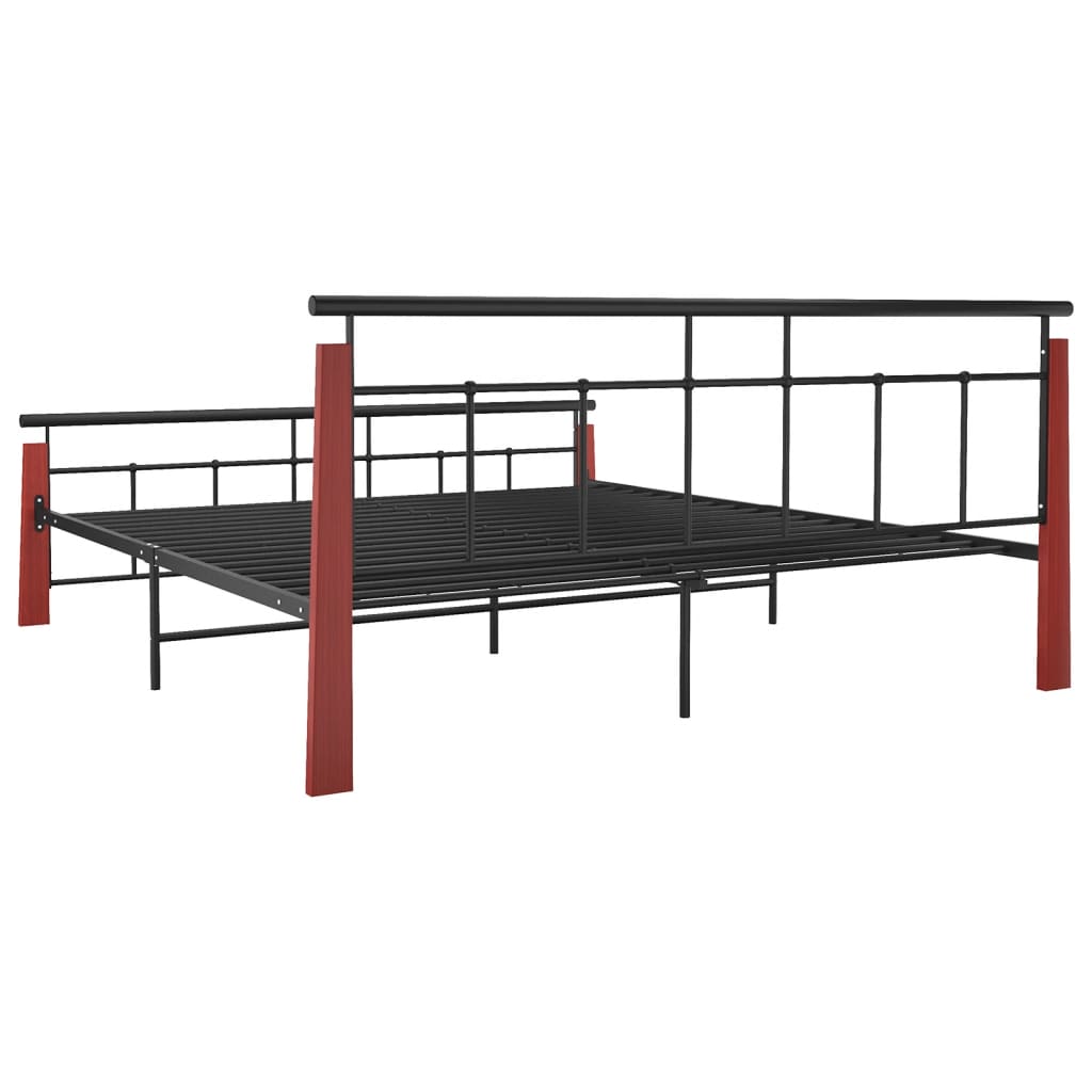 vidaXL Bed Frame without Mattress Metal and Solid Oak Wood 180x200 cm Super King