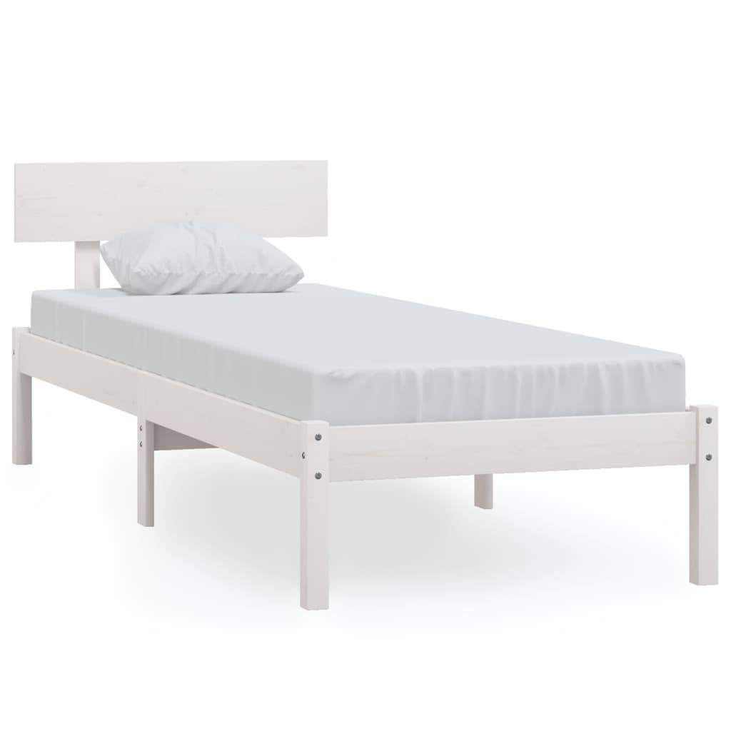 vidaXL Bed Frame without Mattress White Solid Wood 100x200 cm