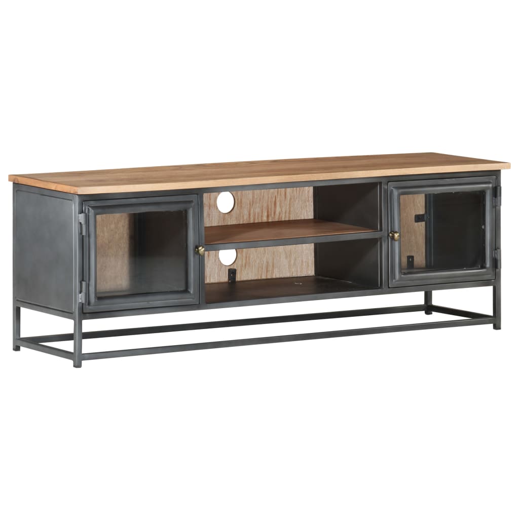 vidaXL TV Cabinet Grey 120x30x40 cm Solid Acacia Wood and Steel