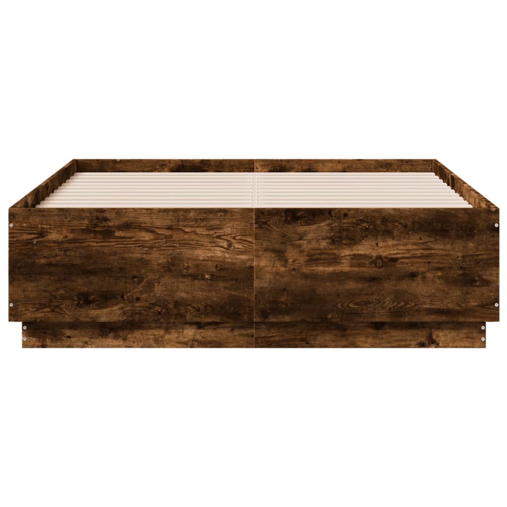 vidaXL Bed Frame without Mattress Smoked Oak 140x190 cm